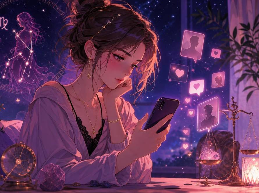 Παρθένος που αναλύει ένα match σε dating app πριν κάνει την επόμενη κίνηση